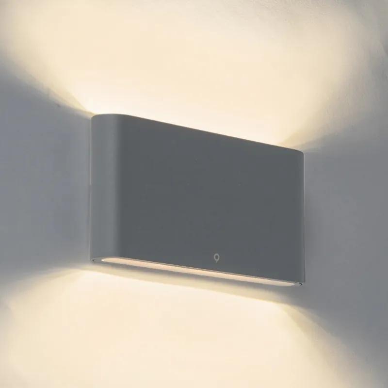 Candeeiro de parede exterior cinzento escuro 17,5 cm com LED IP65 - Batt Moderno