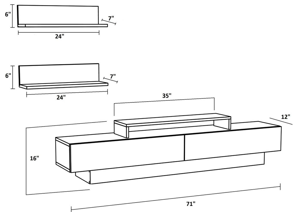 Móvel de TV Lusi – Branco e Nogueira – 180x31x40 cm