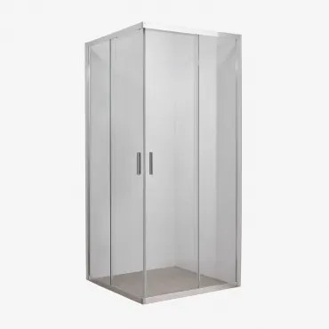 Mampara De Duche Quadrada Com Portas Deslizantes Soft Closing, Vidro Temperado 6 Mm E Alumínio Brent Cinzento Escovado & Transparente & 100 X 100 -