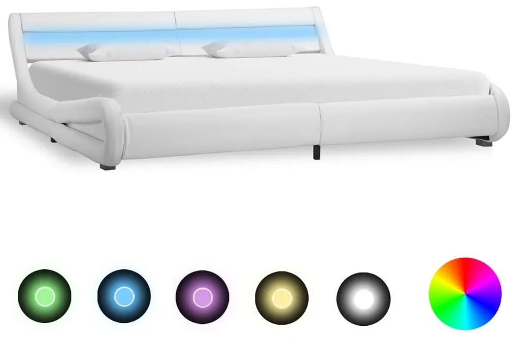 285737 vidaXL Estrutura de cama c/ LED 180x200 cm couro artificial branco