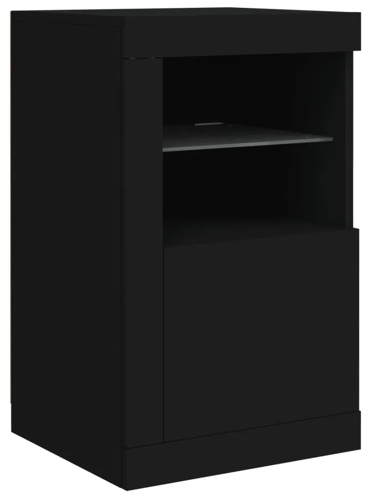 Aparador com luzes LED 164x37x67 cm preto