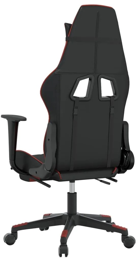 Cadeira gaming c/ apoio pés couro artificial preto e vermelho