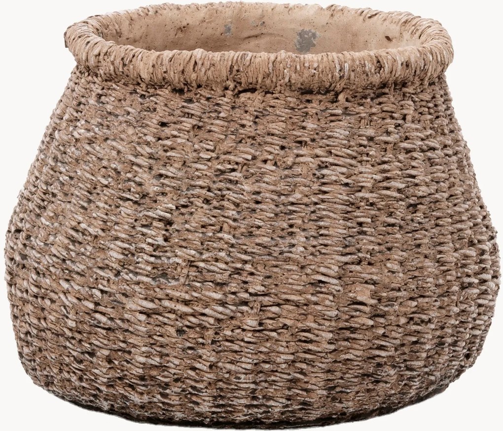 Vaso em betão artesanal Faux-Puff, Alt 13 cm