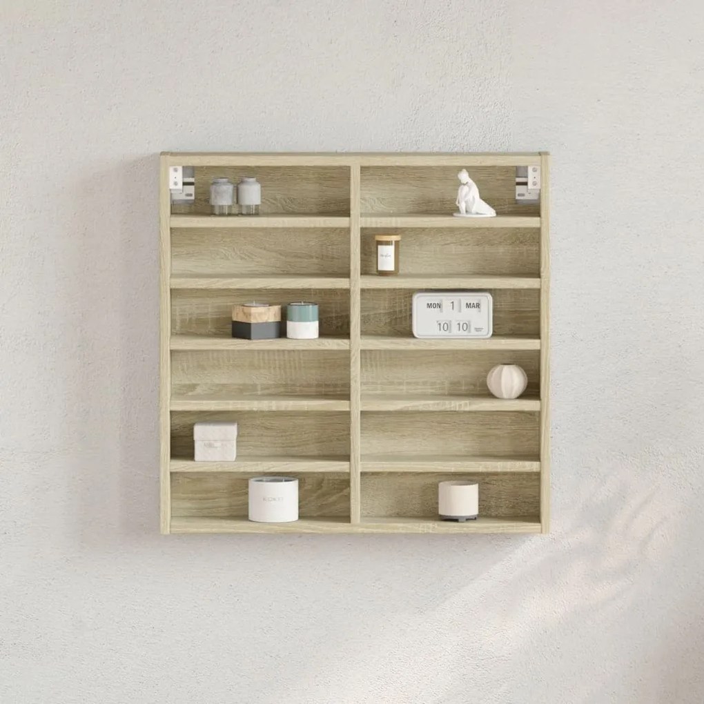 vidaXL Armário vitrine 60x8,5x58 cm derivados madeira carvalho sonoma