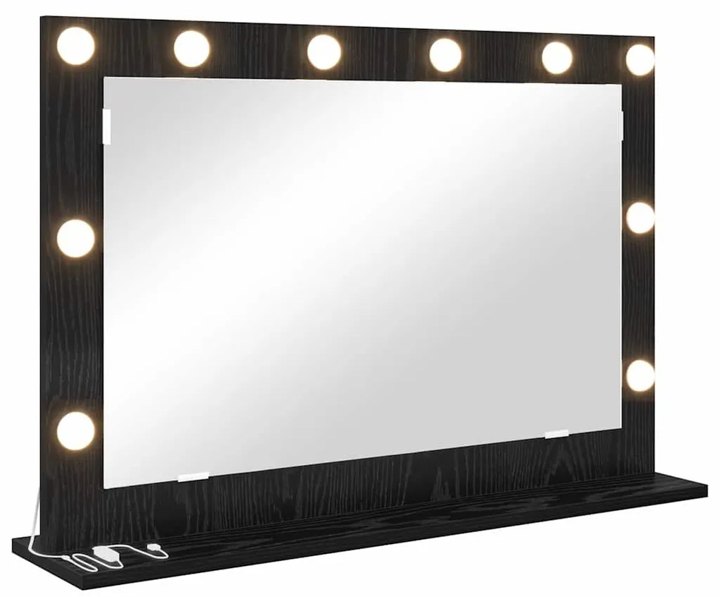 Espelho de vaidade com luzes LED Carvalho Preto 80x55x18 cm
