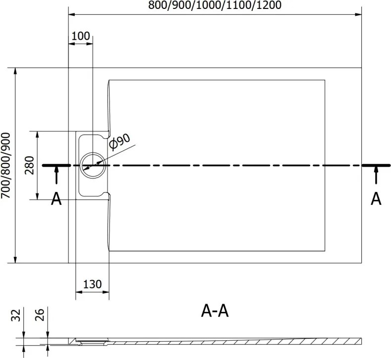 Mexen Otto base de duche retangular SMC 100 x 90 cm, branco - 4N109010