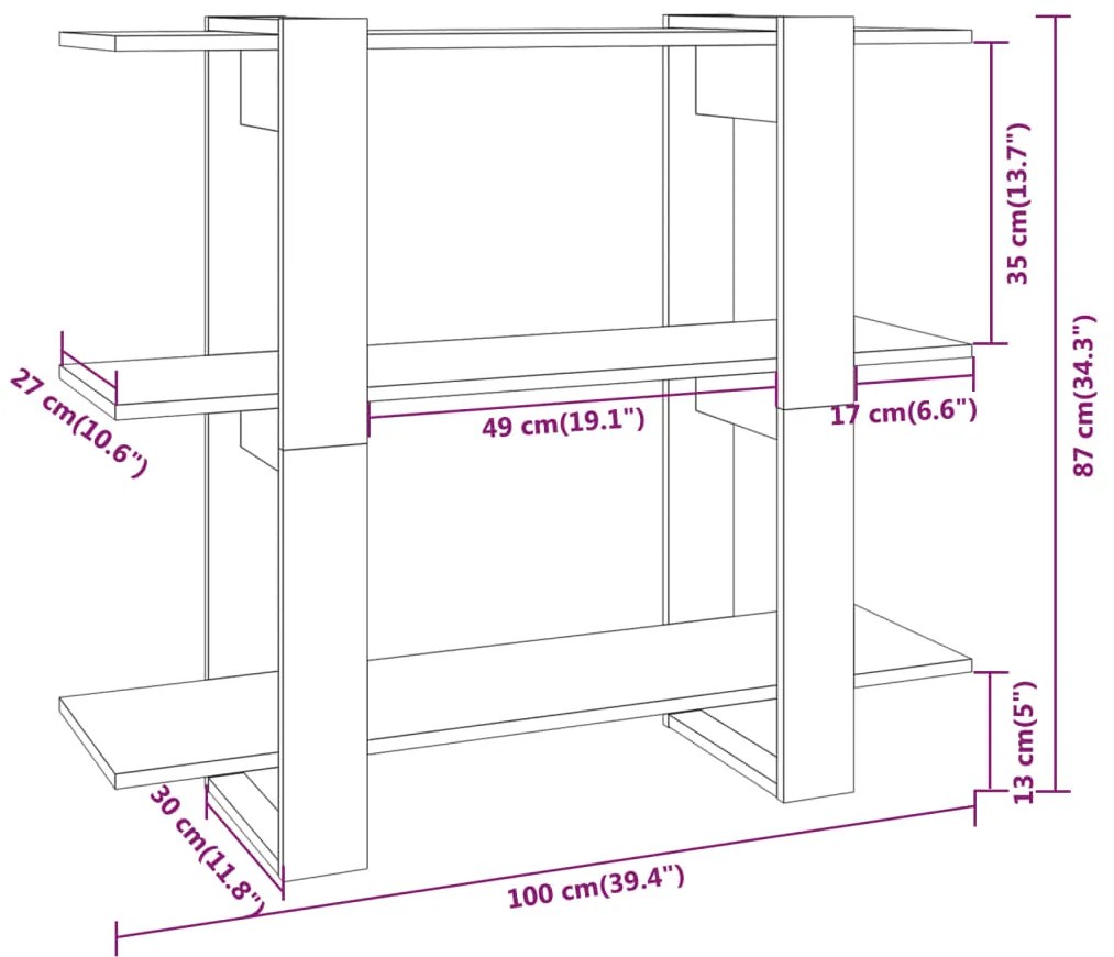 Estante/divisória 100x30x87 cm branco brilhante