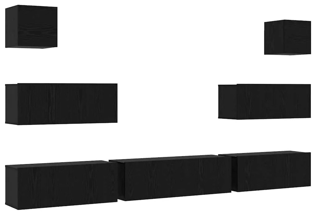 Conjunto de Armário de TV de 7 Peças Montado na Parede em Carvalho Pre