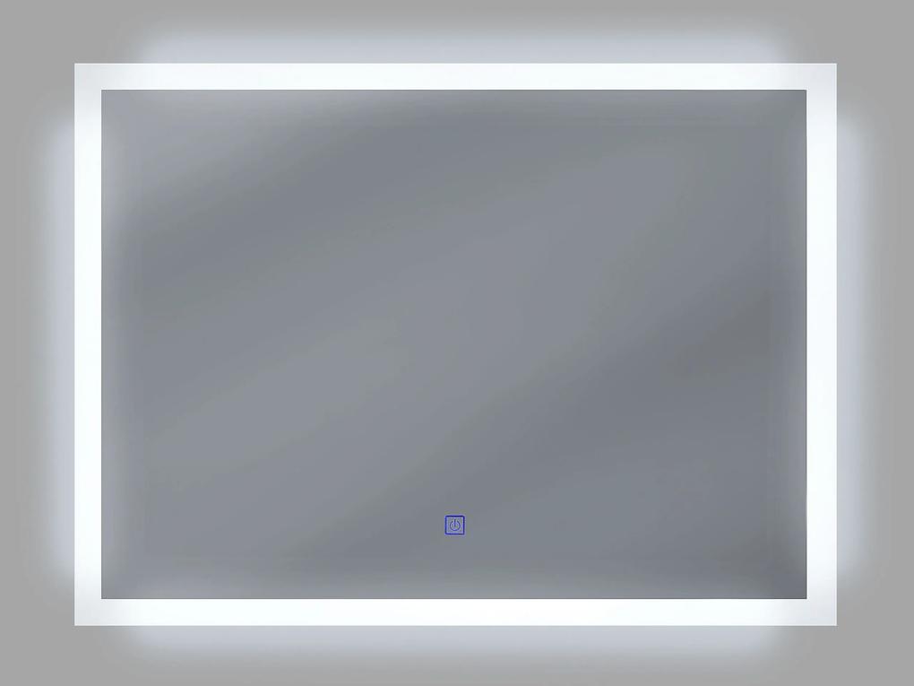 Espelho de parede prateado com iluminação LED 80 x 60 cm ADOUR Beliani