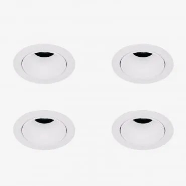 Pack De 4 Downlights Led Embutidos Com Molduras Redondas Ø5 Cm Em Alumínio Luisiana Branco & Branco 3000k & 3 W & 38º - Sklum
