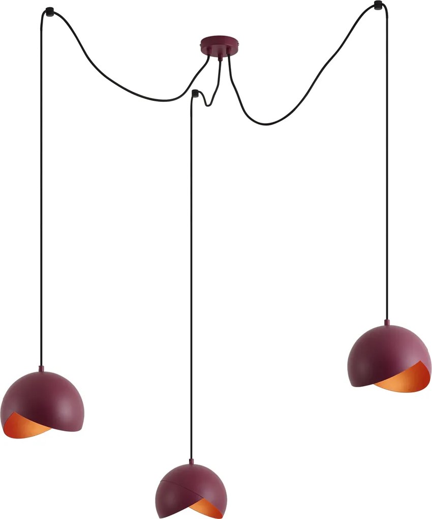 Candeeiro de Teto Pendente de Design Vermelho com Vidro Opalino 3 Luzes - Tulip
