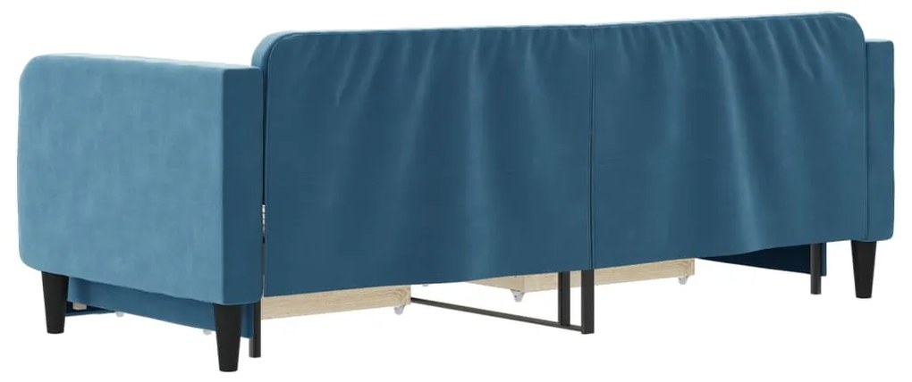 Sofá-cama com gavetão e gavetas 80x200 cm veludo azul