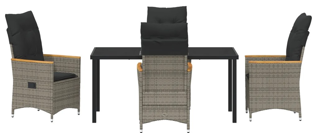 Conjunto de Mobiliário para Jardim de 5 Peças com Almofadas Cinza Ratt