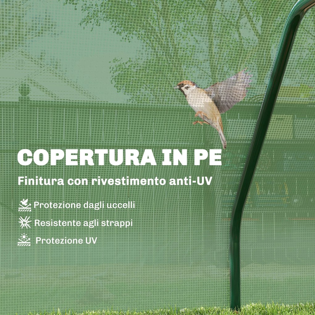 Estufa de Jardim 200x100x80 cm para Cultivo de Plantas Sementes Estufa com Estrutura de Aço e Cobertura de Plástico Verde