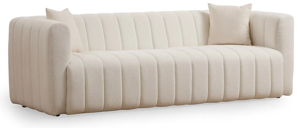 Sofá de 3 Lugares Royal – Creme – Comprimento: 225 cm, Largura: 90 cm,