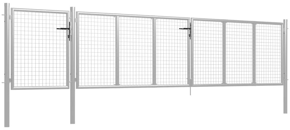 Portão de jardim 500x75 cm aço prateado