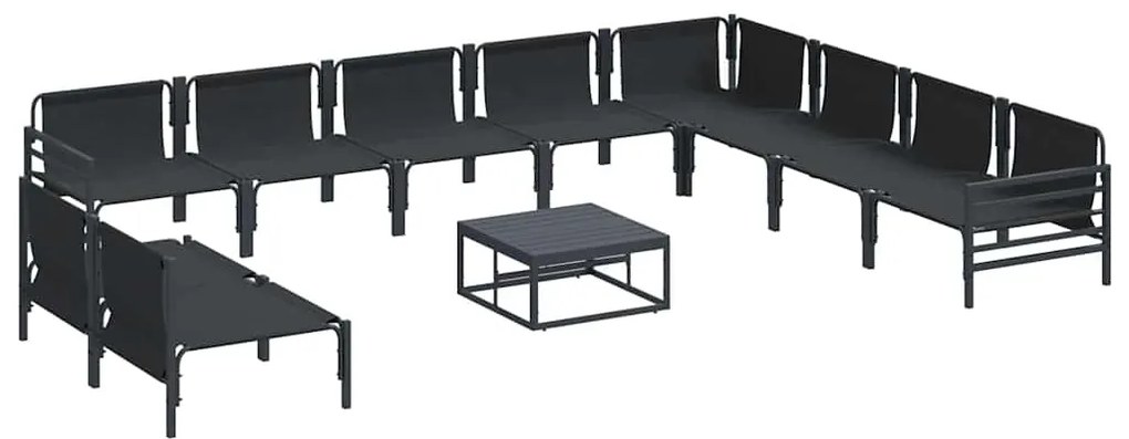 Conjunto de Sofá de Jardim 11 pcs Cinzento-escuro Aço