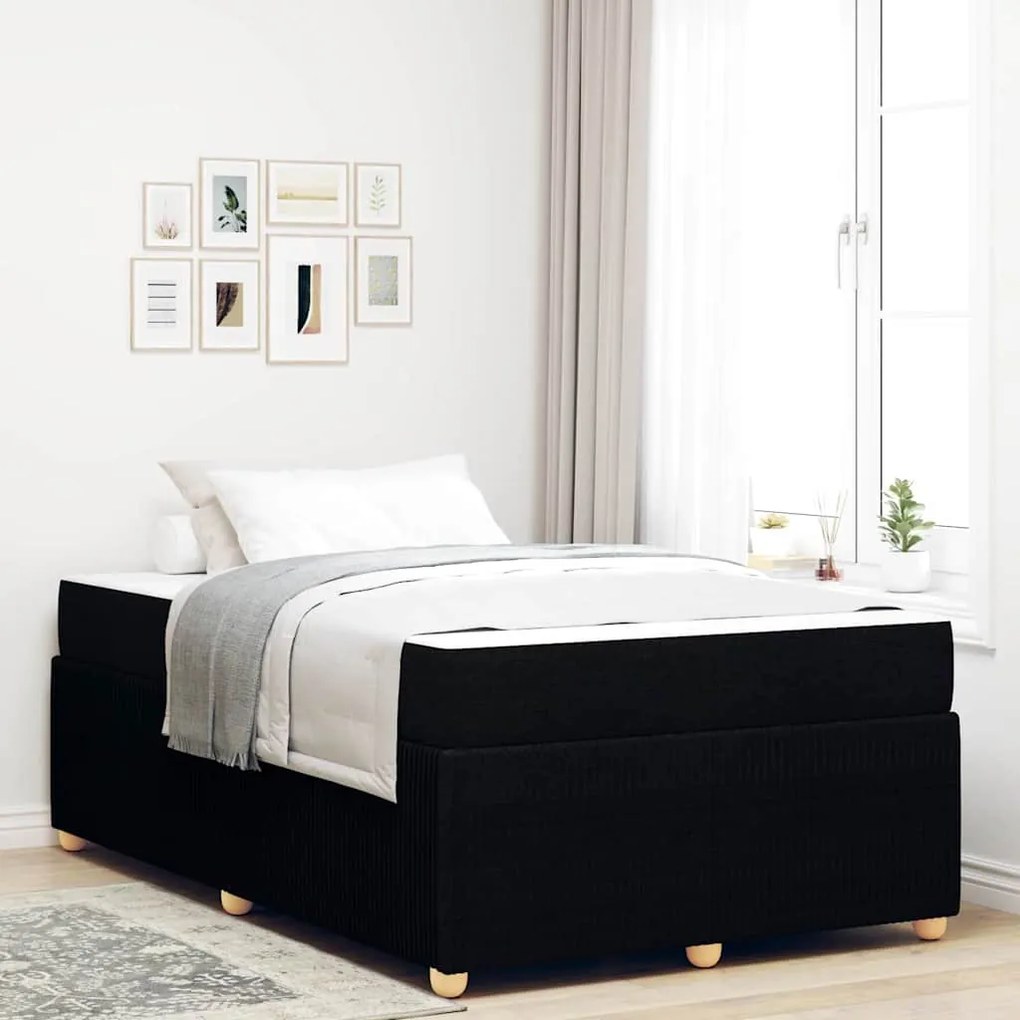 vidaXL Estrutura da Cama com colchão Preto 120 x 190 cm tecido