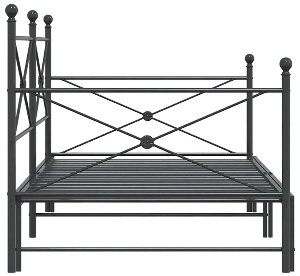 Cama de dia com gavetão sem colchão 100x200 cm aço preto