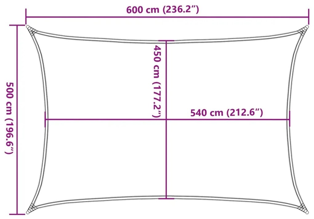 Para-sol estilo vela retangular 160 g/m² 5x6 m PEAD amarelo