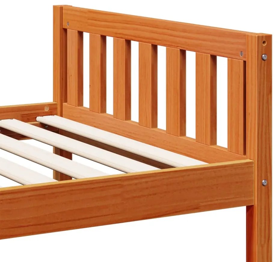 Cama de criança sem colchão 90x200 cm pinho maciço castanho-mel