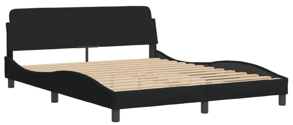 Cama com colchão 160x200 cm tecido preto