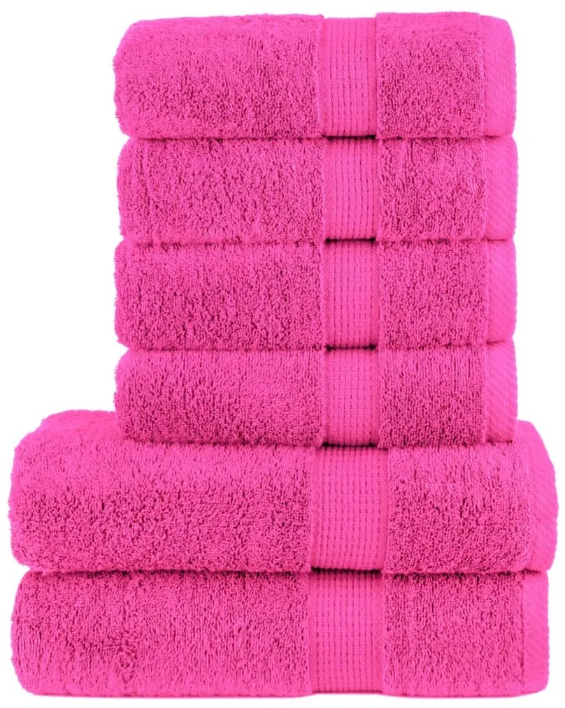 6pcs Conjunto toalhas banho premium SOLUND 600 gsm rosa