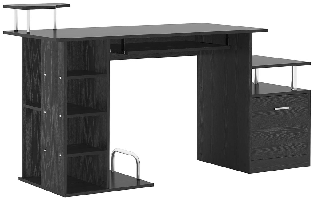 HOMCOM Secretária Escritório Madeira MDF Espaçosa Moderna 152x60x88 cm Preto | Aosom Portugal