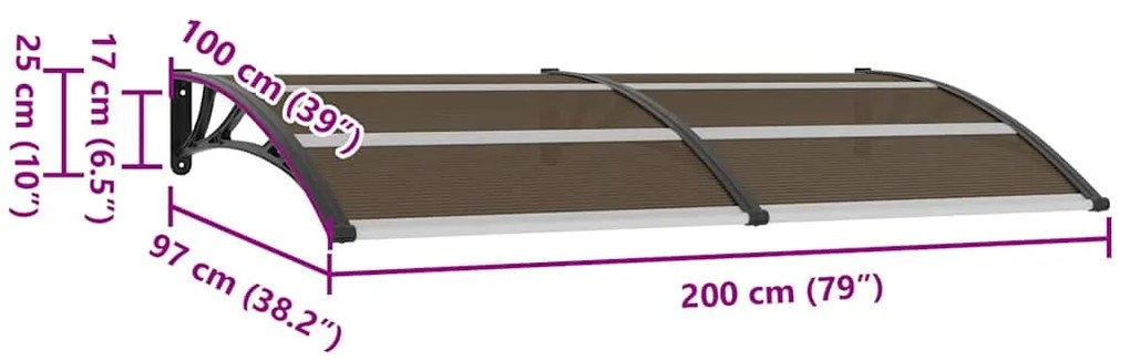 Toldo de porta 200x100 cm PC preto