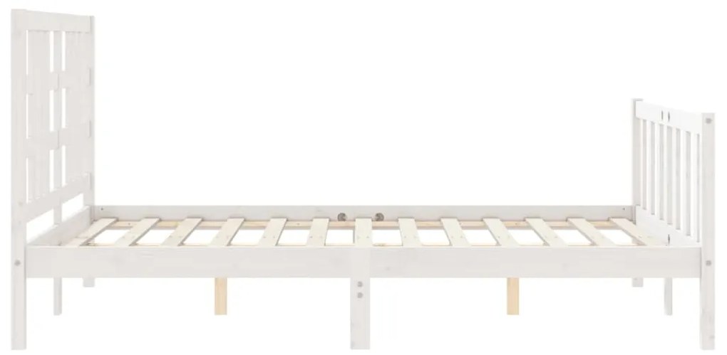 Estrutura de cama com cabeceira 140x190cm madeira maciça branco