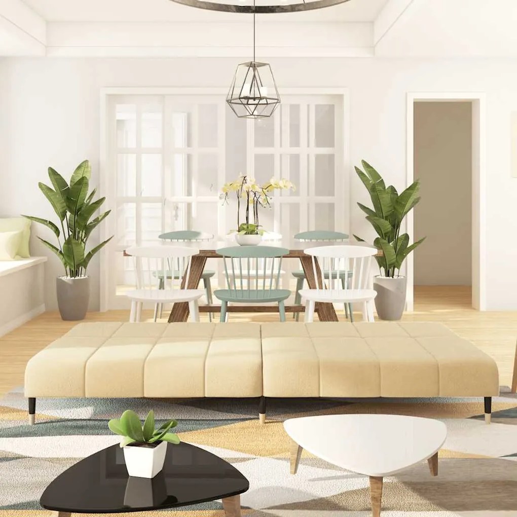 Sofá-cama de 2 lugares veludo cor creme