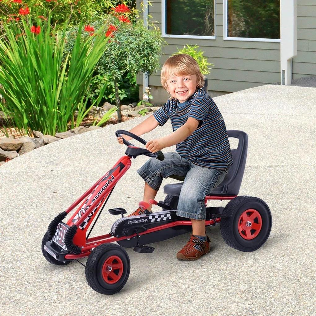 Carro de kart infantil com rodas de borracha com travão 99 x 59 x 61 cm Vermelho