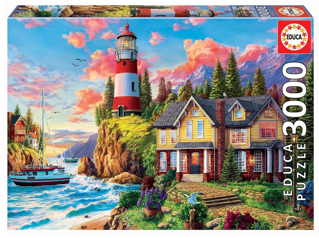 Puzzle Educa 3000 Peças Farol Junto Oceano