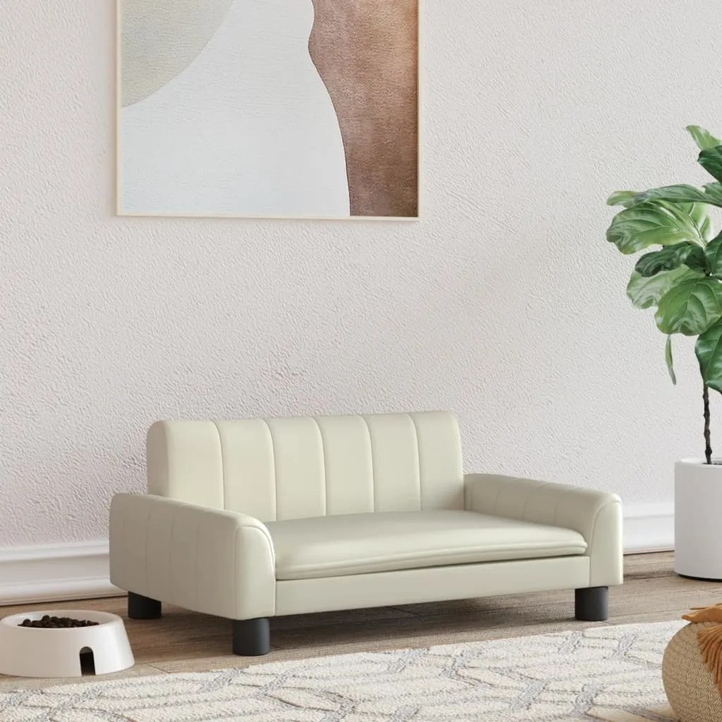 vidaXL Cama para cães 70x45x30 cm couro artificial cor creme