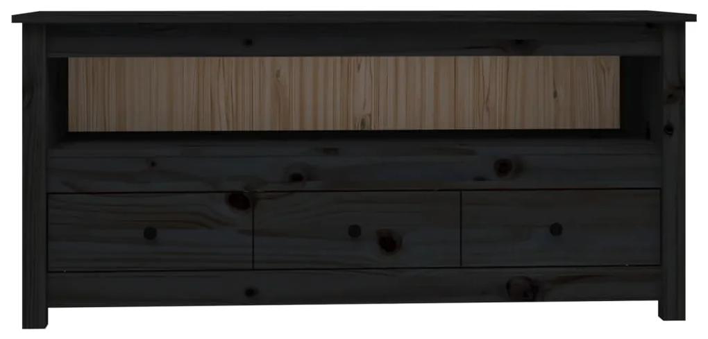 Móvel de TV 114x35x52 cm madeira de pinho maciça preto