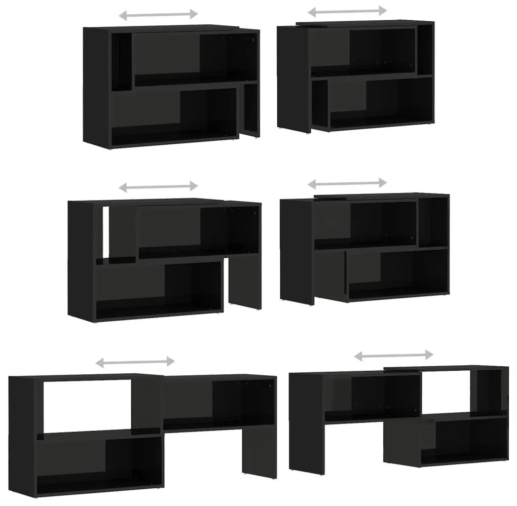 Móvel de TV 149x30x52 cm derivados de madeira preto brilhante