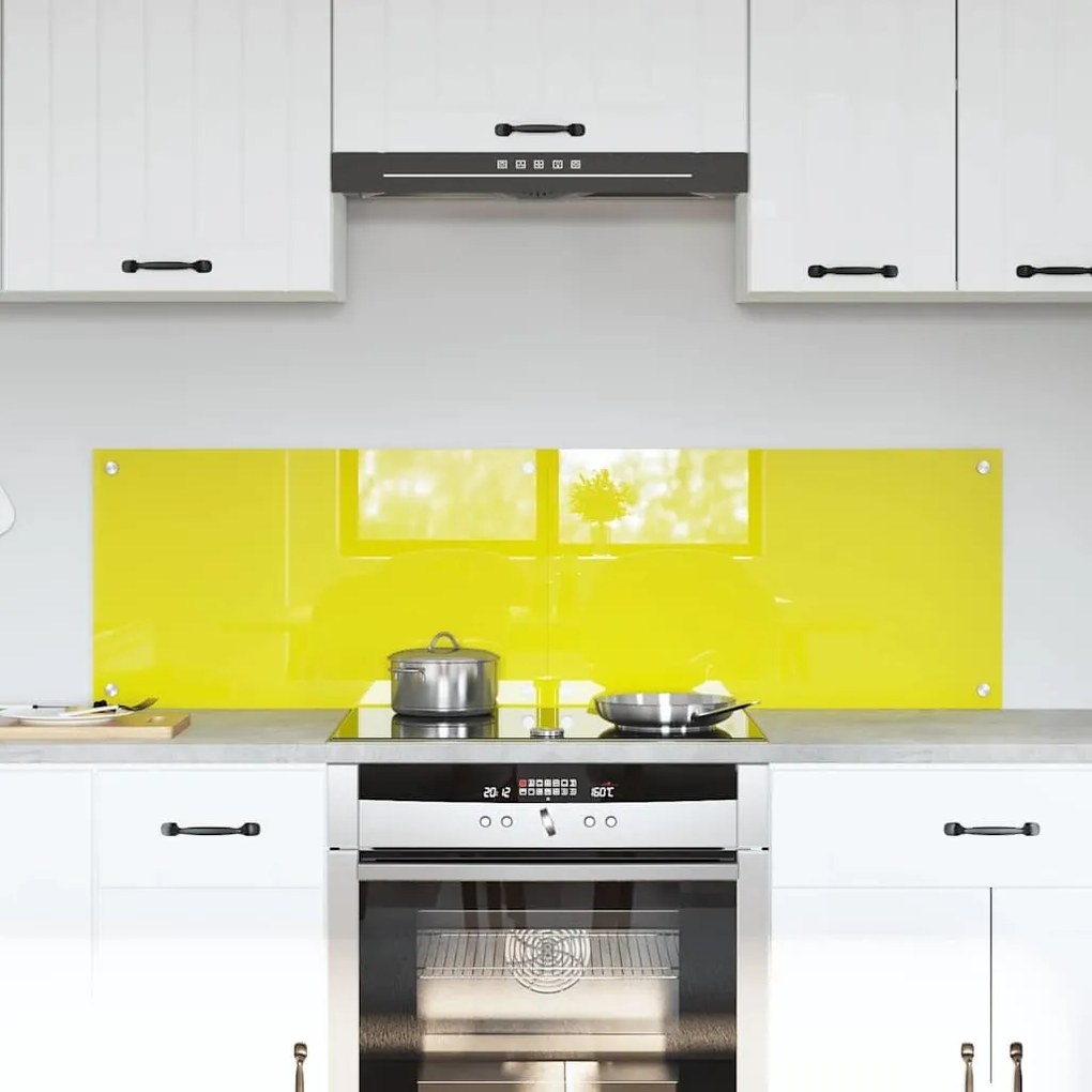 vidaXL Proteção de Cozinha 2 pcs Amarelo 70 x 40 cm vidro temperado