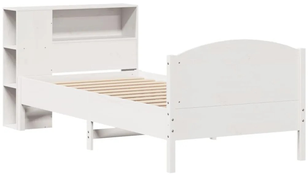 Cama com estante sem colchão 75x190 cm pinho maciço branco