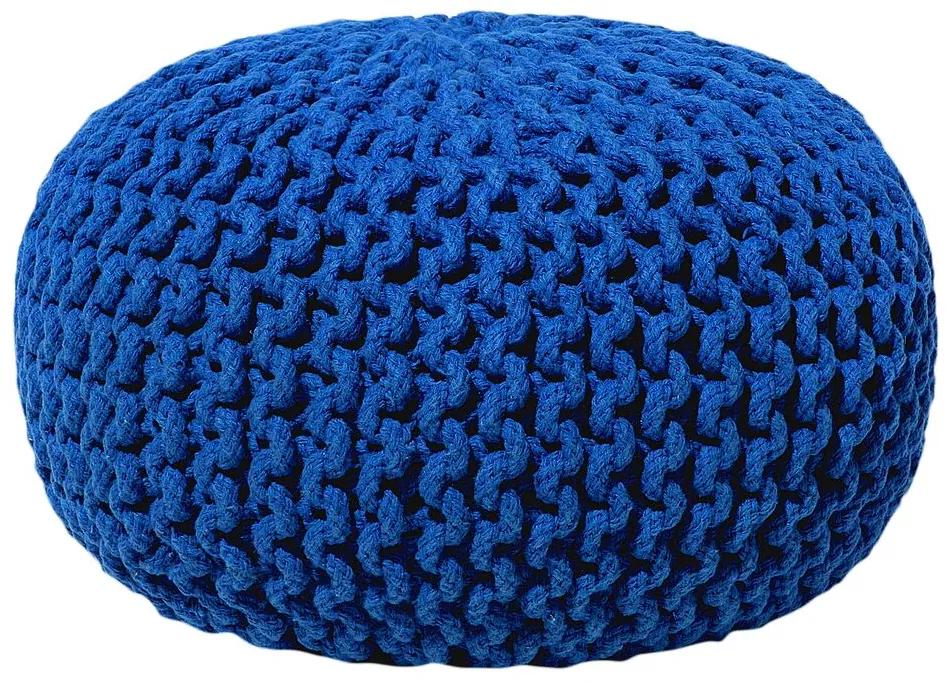 Pufe redondo em tricot azul escuro 40 x 25 cm CONRAD Beliani