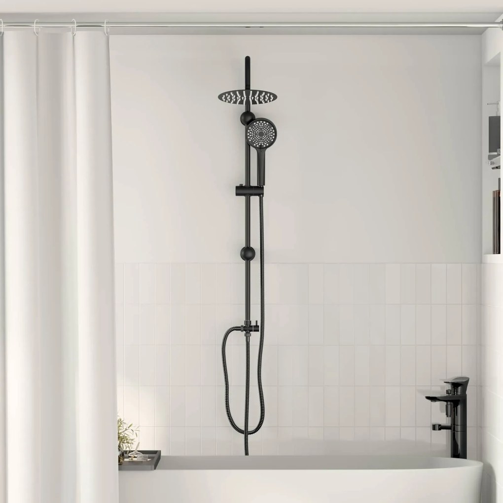 vidaXL Sistema de Chuveiro Manual Preto 47 x 20 x 95 cm Aço inoxidável