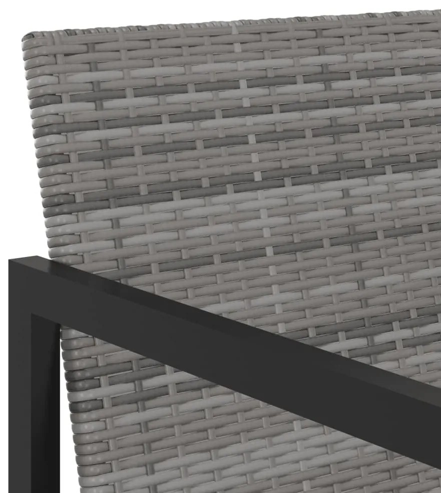 5pcs conjunto de jantar p/ exterior c/ almofadões vime PE cinza