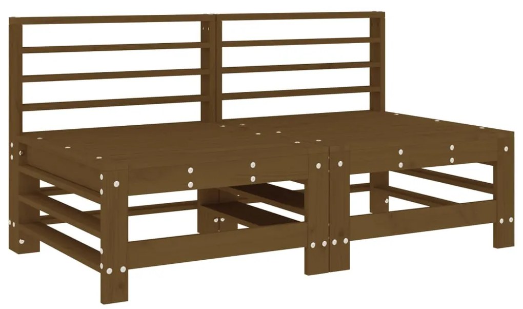 Sofás de centro com almofadões 2 pcs pinho maciço castanho-mel