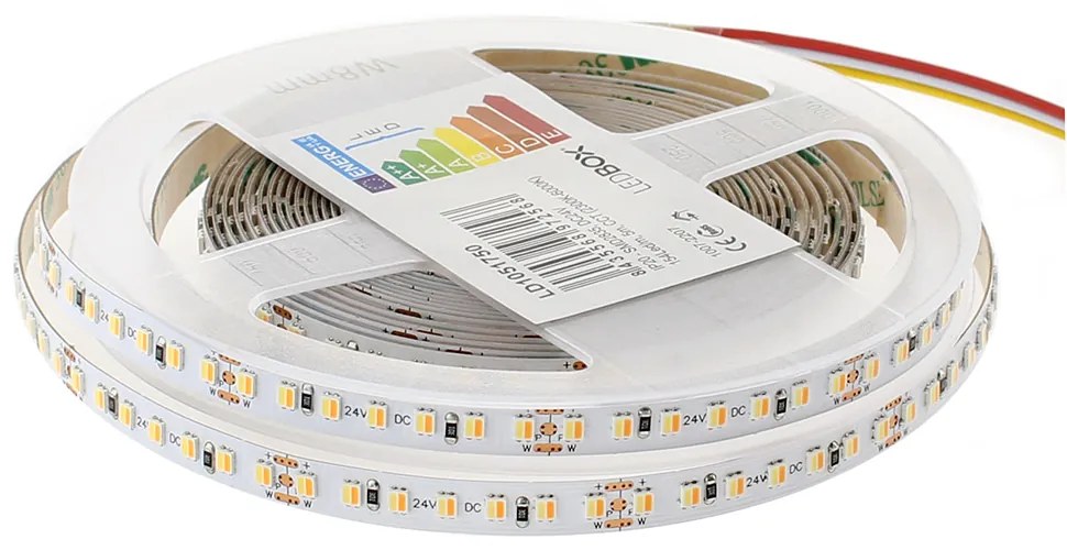 Fita de LED SMD3838 dupla branca, DC24V, 5m (154 Led/m), 75W, CRI>90, IP65, Branco duplo