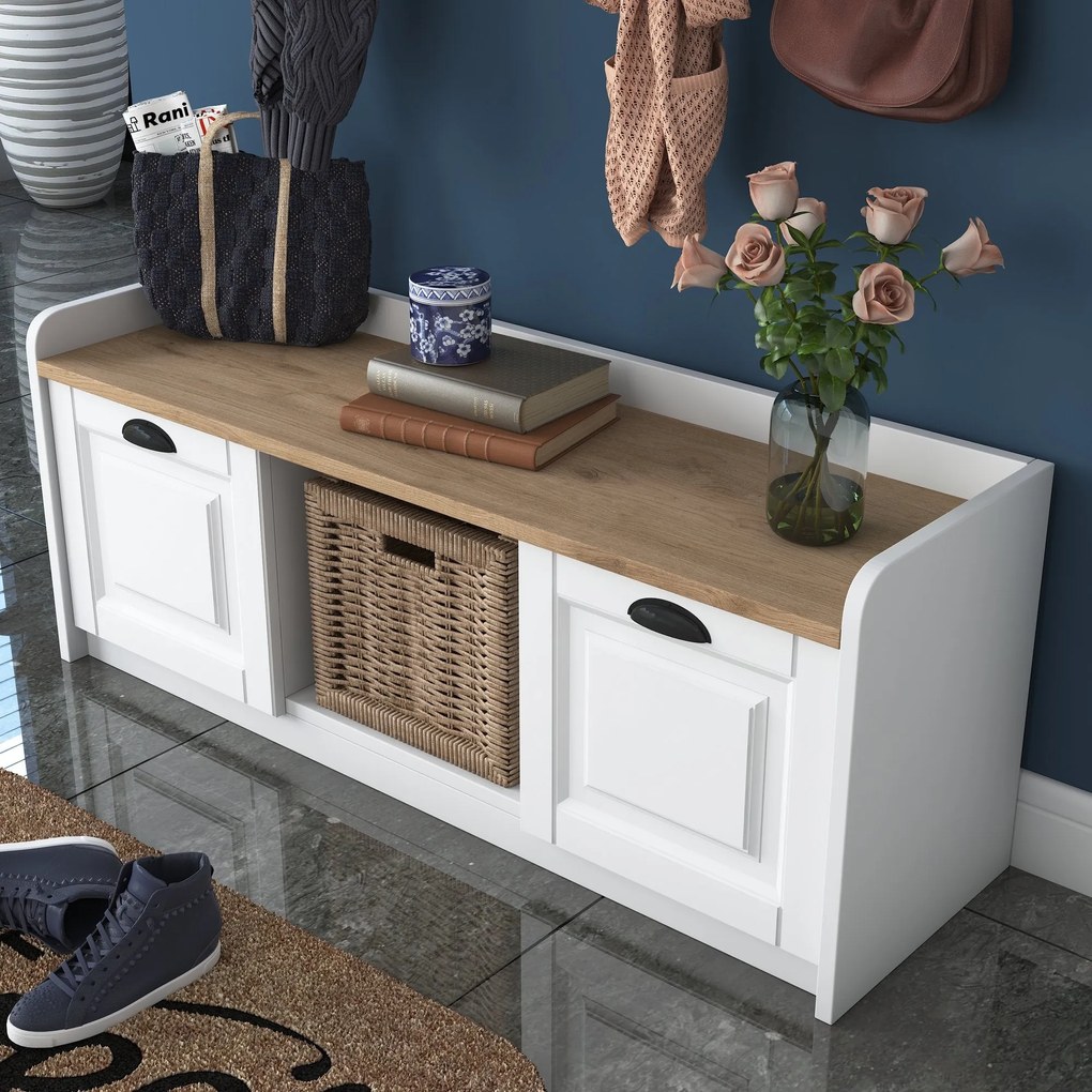 **** Hall Stand P2 – Branco Nogueira – 120x45x40 cm
**