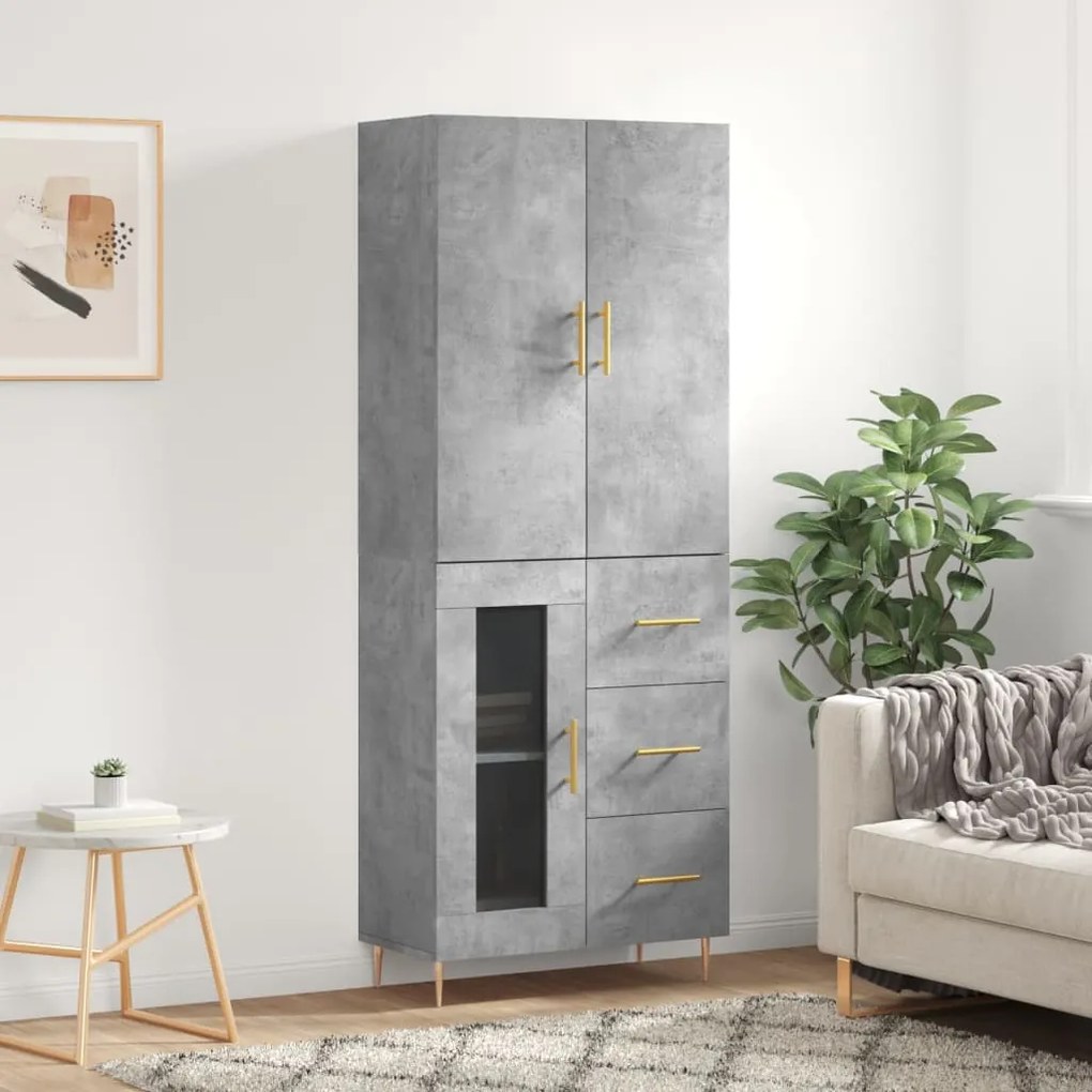 vidaXL Armário alto 69,5x34x180 cm derivados de madeira cinza cimento