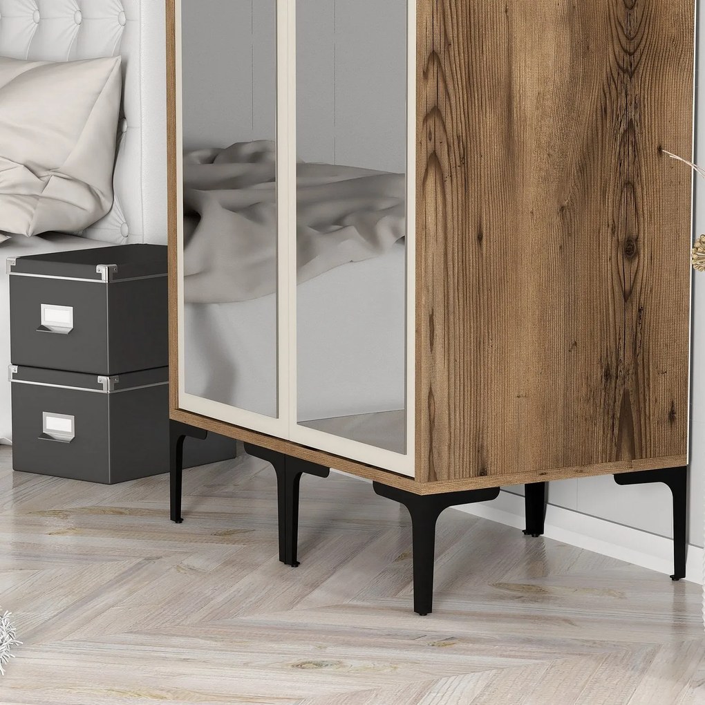 Roupeiro Kumsal RR – Nogueira e Creme – 80x47,5x201,4 cm