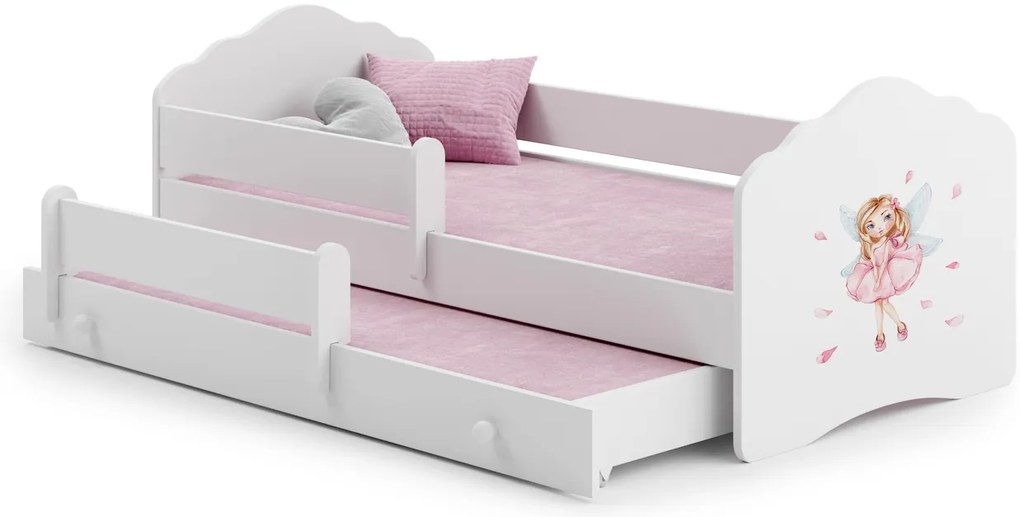 Cama infantil dupla branca Wave fada 160x80 - colchão e estrado incluído