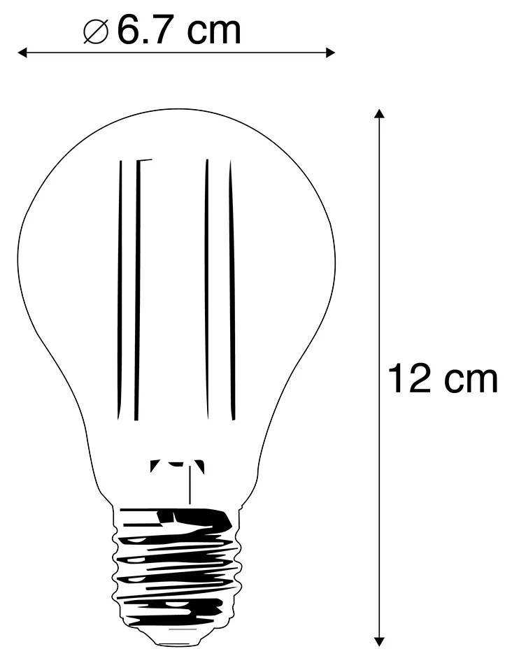 Conjunto de 3 lâmpadas LED E27 A67 transparente 8W 1055 lm 2700K