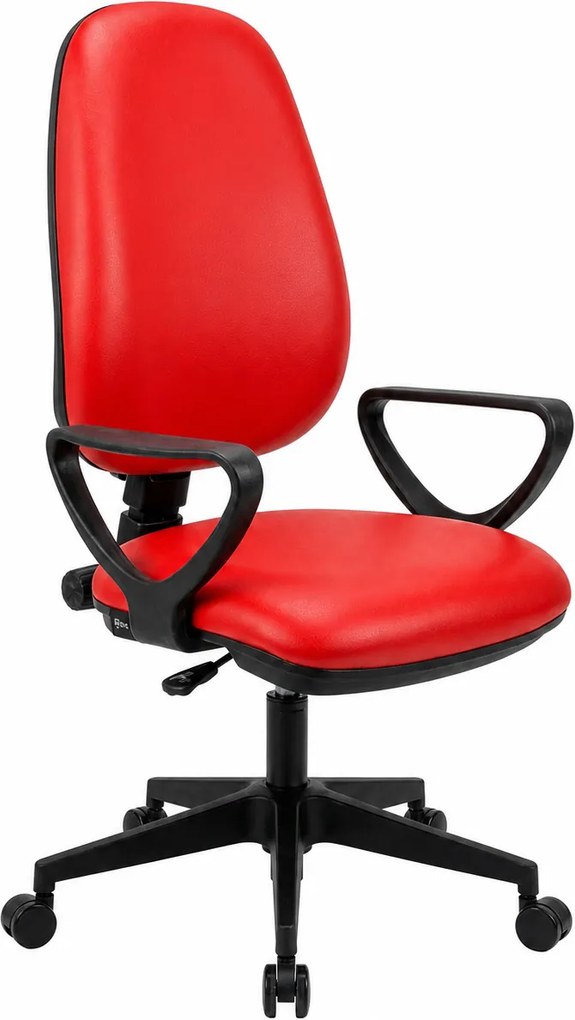 Cadeira Operativa WorkLite Braços Semi-Pele Vermelho – Ergonomia e conforto Riva Office