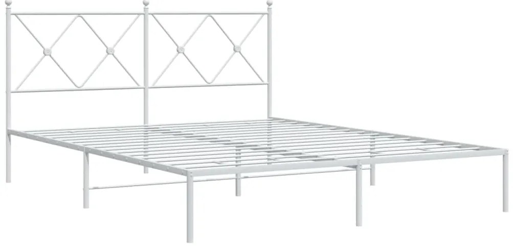 Estrutura de cama com cabeceira 150x200 cm metal branco
